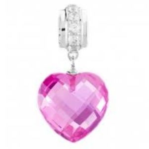 Petra Azar Sterling & Crystal Pink Heart Pendant